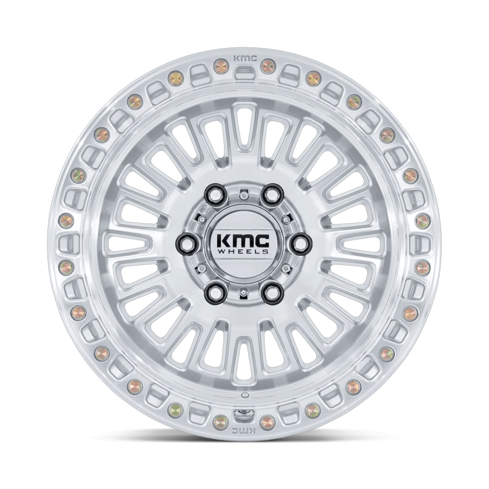 17x8.5 KMC KM554 Aztec Gloss Silver W/ Machined Face Wheel 6x4.5 (0mm)