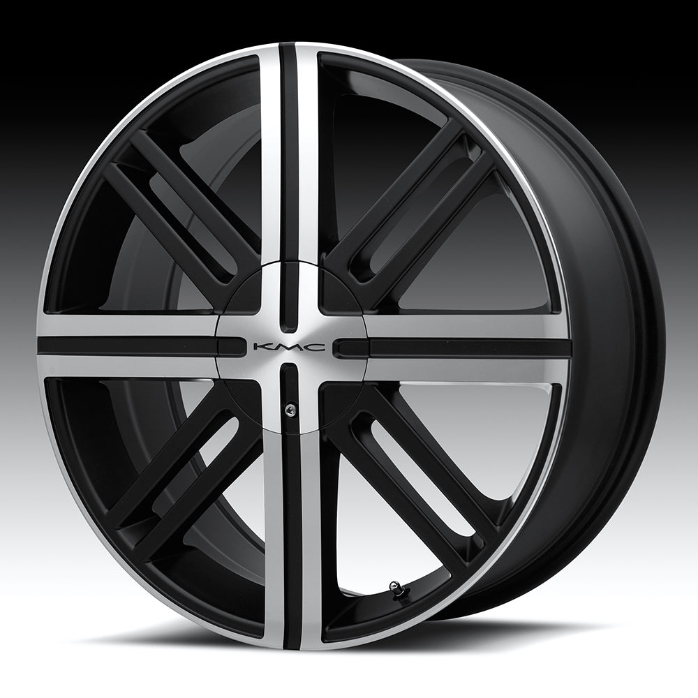16x7 KMC KM675 SPLICE Satin Black W/ Machined Face Wheel 5x4.5/5x4.75 (35mm)