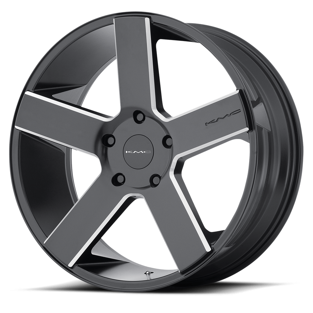 26x9.5 KMC KM690 MC 5 Satin Black Black With Milled Spokes Wheel BLANK (30mm)