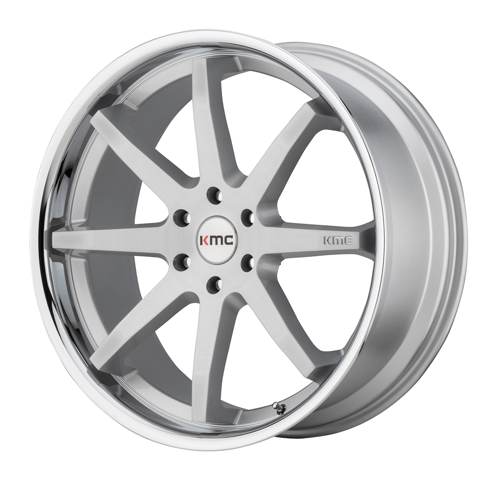 22x9.5 KMC KM715 REVERB Brushed Silver Chrome Lip Wheel 6x5.5 (30mm)