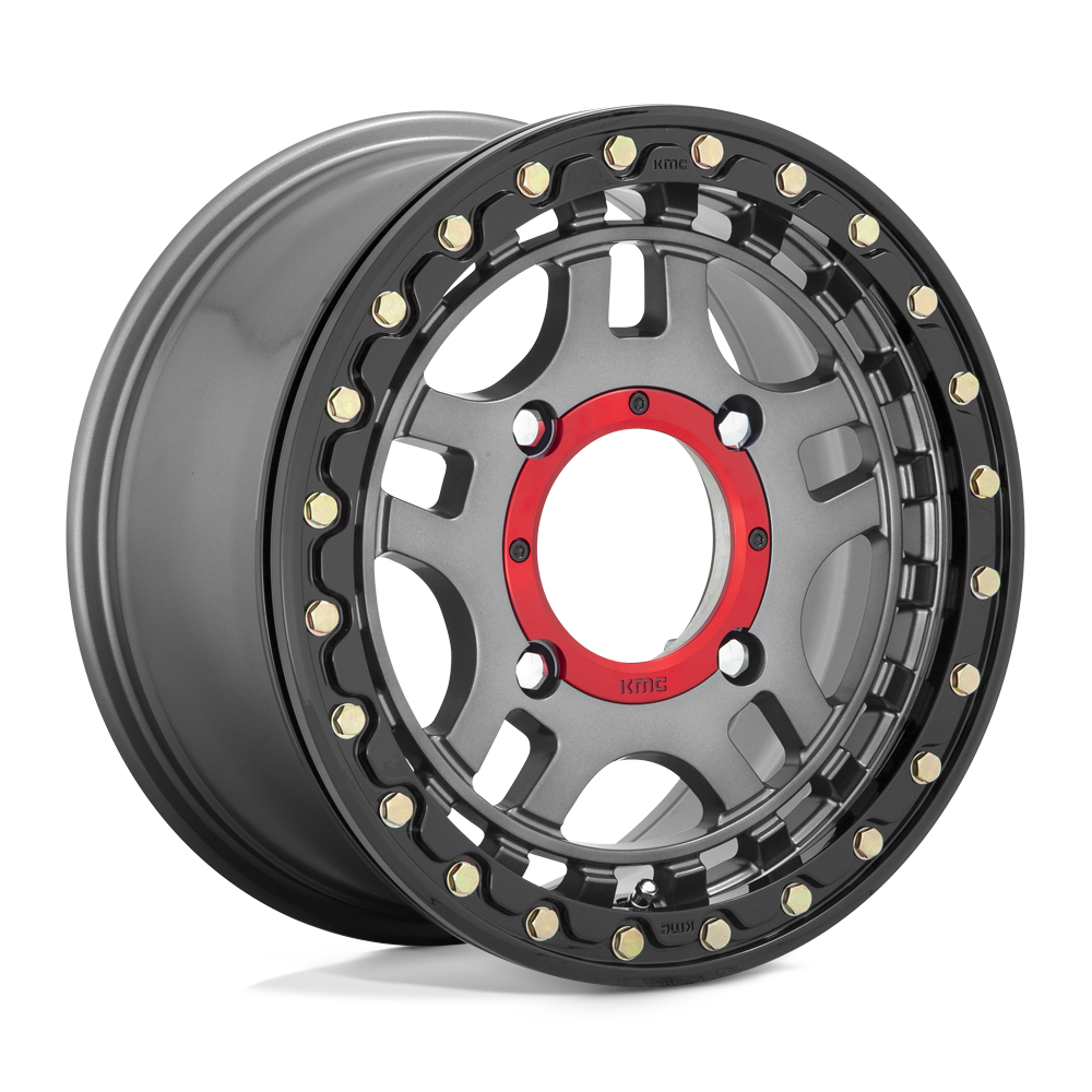 15x7 KMC Powersports KS240 RECON BEADLOCK Gun Mtl/Gloss Blk Wheel 4x137 (38mm)