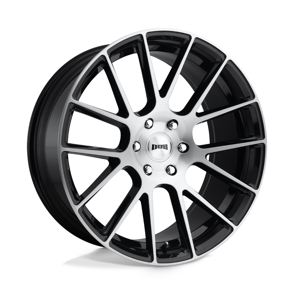22x9.5 DUB S206 LUxE GLOSS BLACK BRUSHED Wheel 6x5.5 (20mm)