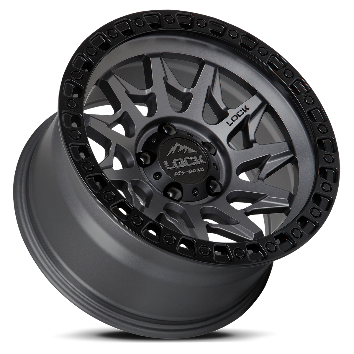 17x9 Lock Off-Road Lunatic Matte Grey With Matte Black Ring Wheel 5x5 (-12mm)