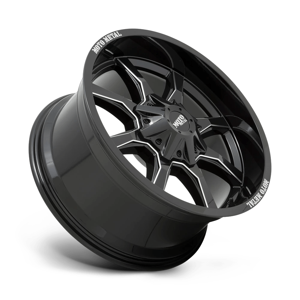 20x9 Moto Metal MO970 Gloss Black W/ Milled Spoke Wheel 5x5.5/5x150 (18mm)