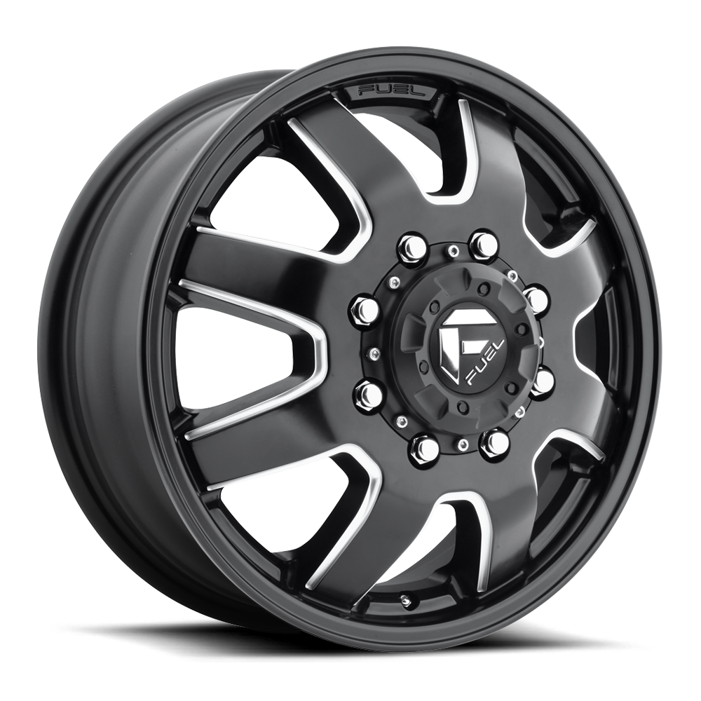 17x6.5 Fuel D538 Maverick DUALLY Front Black & Milled Wheel 8x200 (116mm)