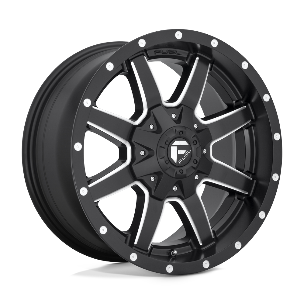 22x8.25 Fuel D538 Maverick DUALLY Rear Black & Milled Wheel 8x6.5 (-265mm)