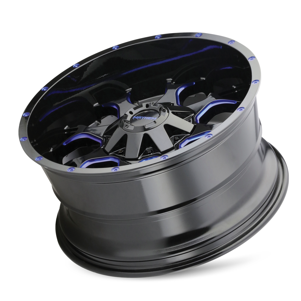 20x9 Mayhem 8015 Warrior Gloss Black Milled Prism Blue Wheel 8x6.5 (0mm)