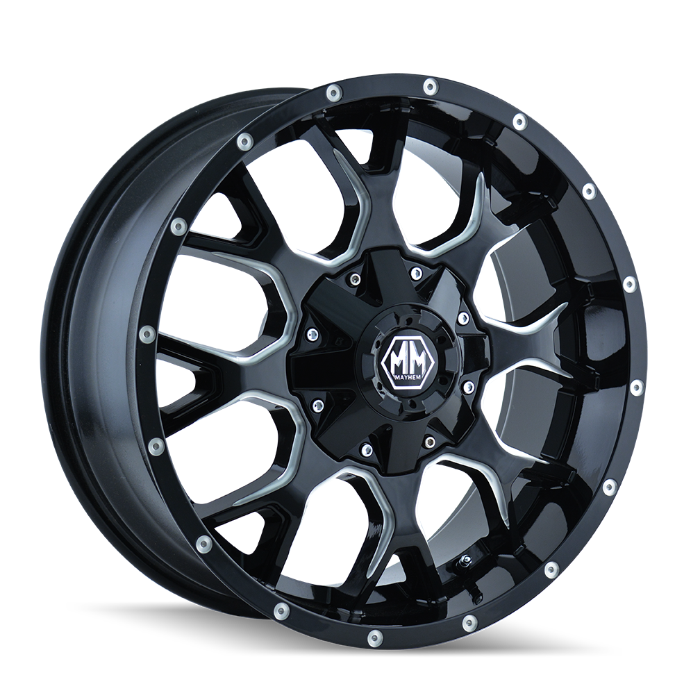 20x9 Mayhem Warrior Black W/Milled Spokes Wheel 6x135/6x5.5 (-8mm)