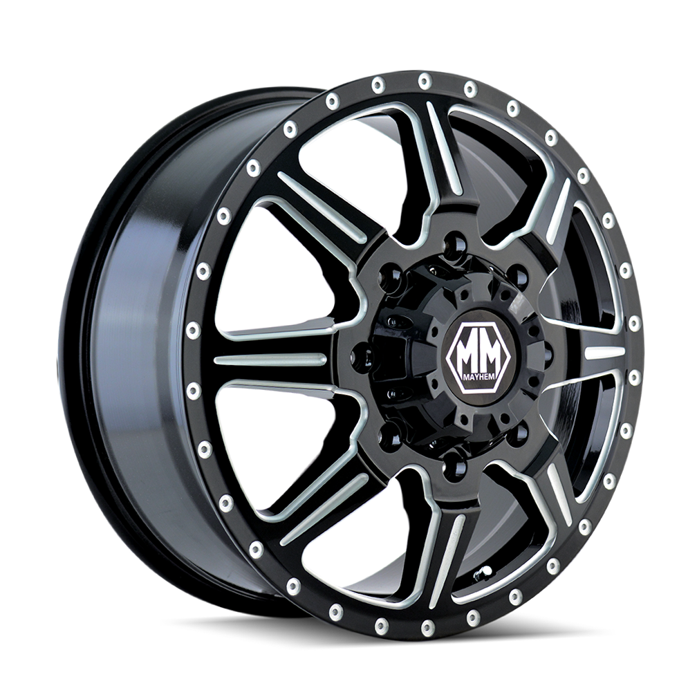 17x6.5 Mayhem Monstir Black/Milled DUALLY FRONT Wheel 8x210 (134mm)