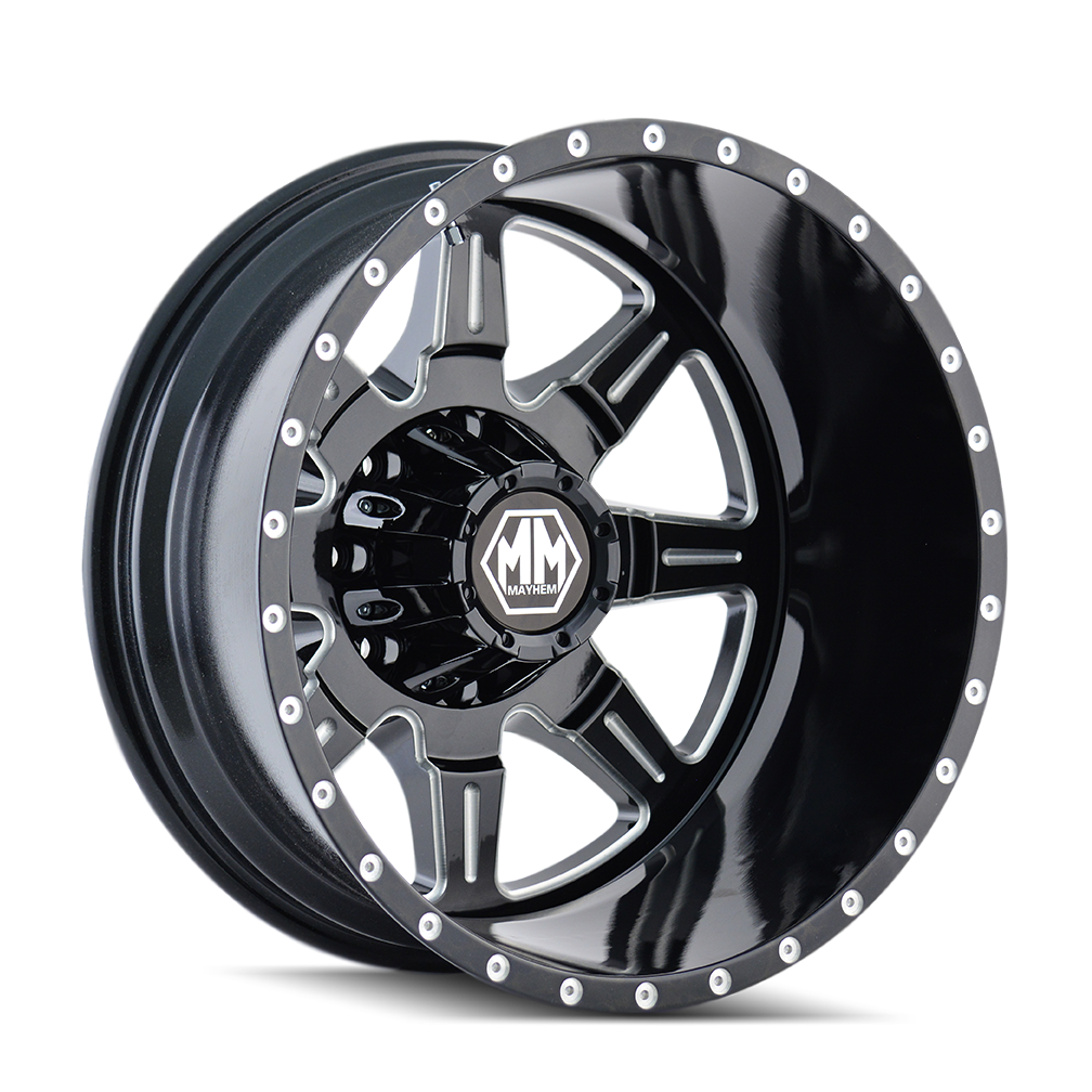 19.5x6.75 Mayhem Monstir Black/Milled DUALLY REAR Wheel 8x210 (-143mm)