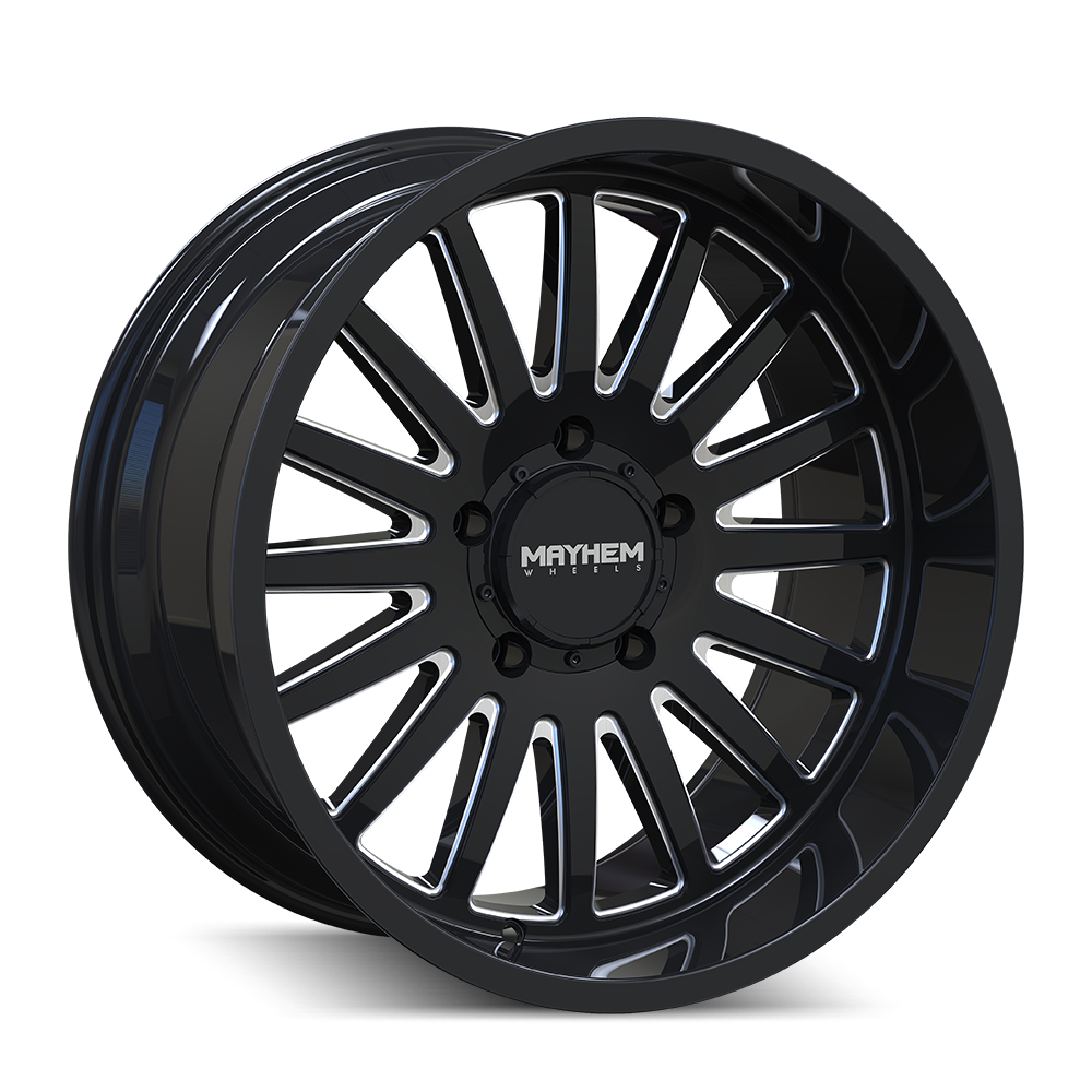 22x12 Mayhem Utopia Black W/Milled Spokes Wheel 8x6.5 (-44mm)