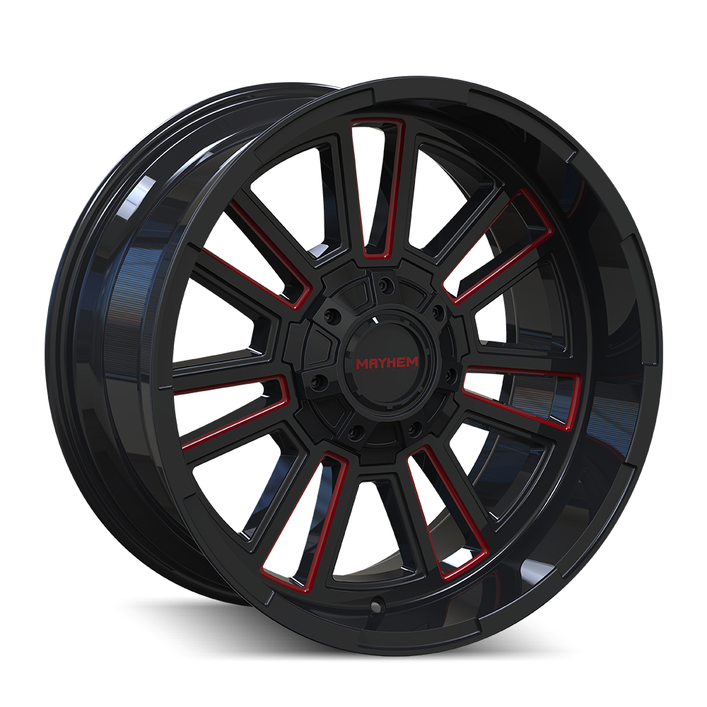 20x10 Mayhem Apollo Black W/PRISM Red Wheel 8x6.5 (-19mm)