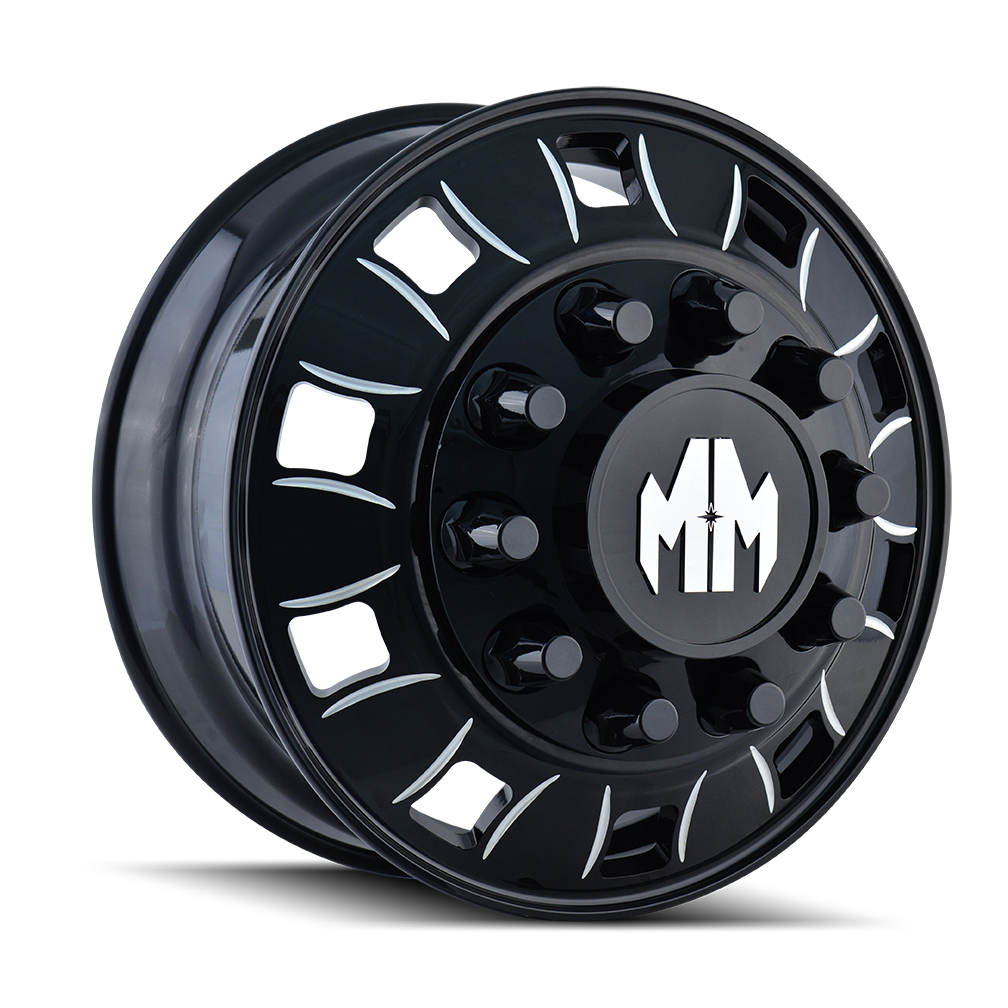 22.5x8.25 Mayhem BIGRIG FRONT Black/Milled Wheel 10x285 (169mm)