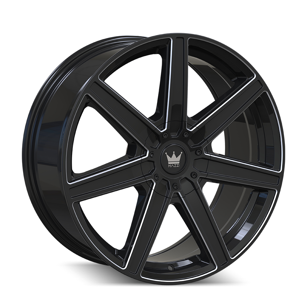 22x9.5 Mazzi Laguna Gloss Black/Milled Wheel 5x115/5x5.5 (18mm)