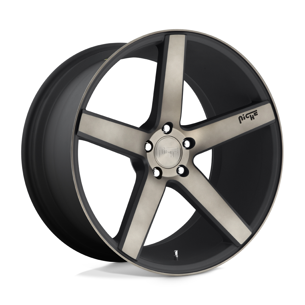 22x10 Niche M134 MILAN MATTE BLACK MACH W/ DBL DK TINT Wheel 5x120 (40mm)