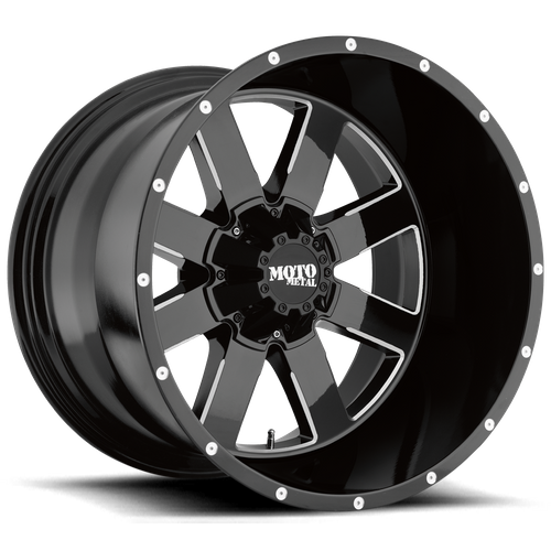 20x10 Moto Metal MO962 Gloss Black Milled Wheel 8x180 (-24mm)