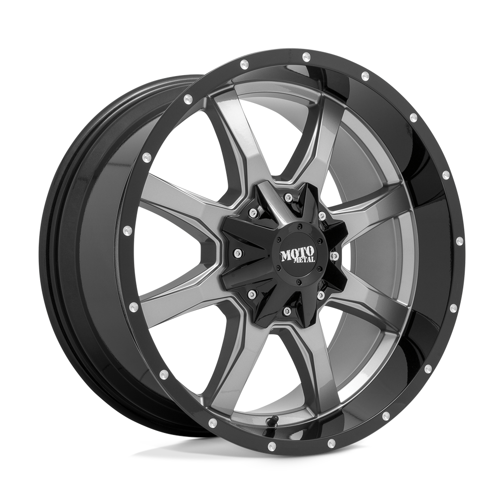 20x9 Moto Metal MO970 Gloss Gray Center Gloss Black Lip Wheel 8x180 (18mm)