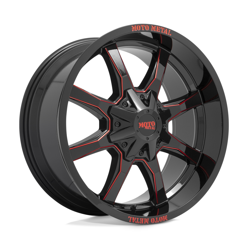 20x10 Moto Metal MO970 Gloss Black Milled W/ Red Tint Wheel 8x170 (-18mm)