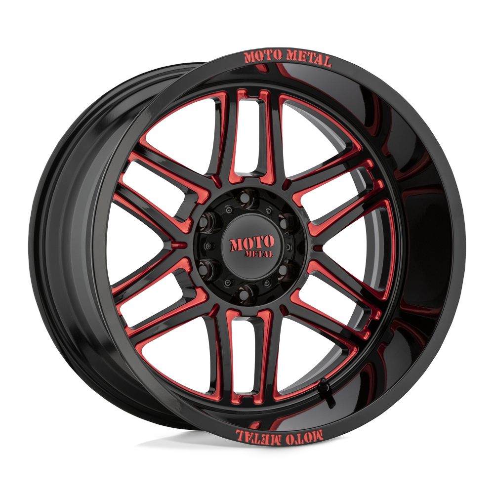 20x10 Moto Metal MO992 FOLSOM Gloss Black Milled W/ Red Tint Wheel 6x5.5 (-18mm)