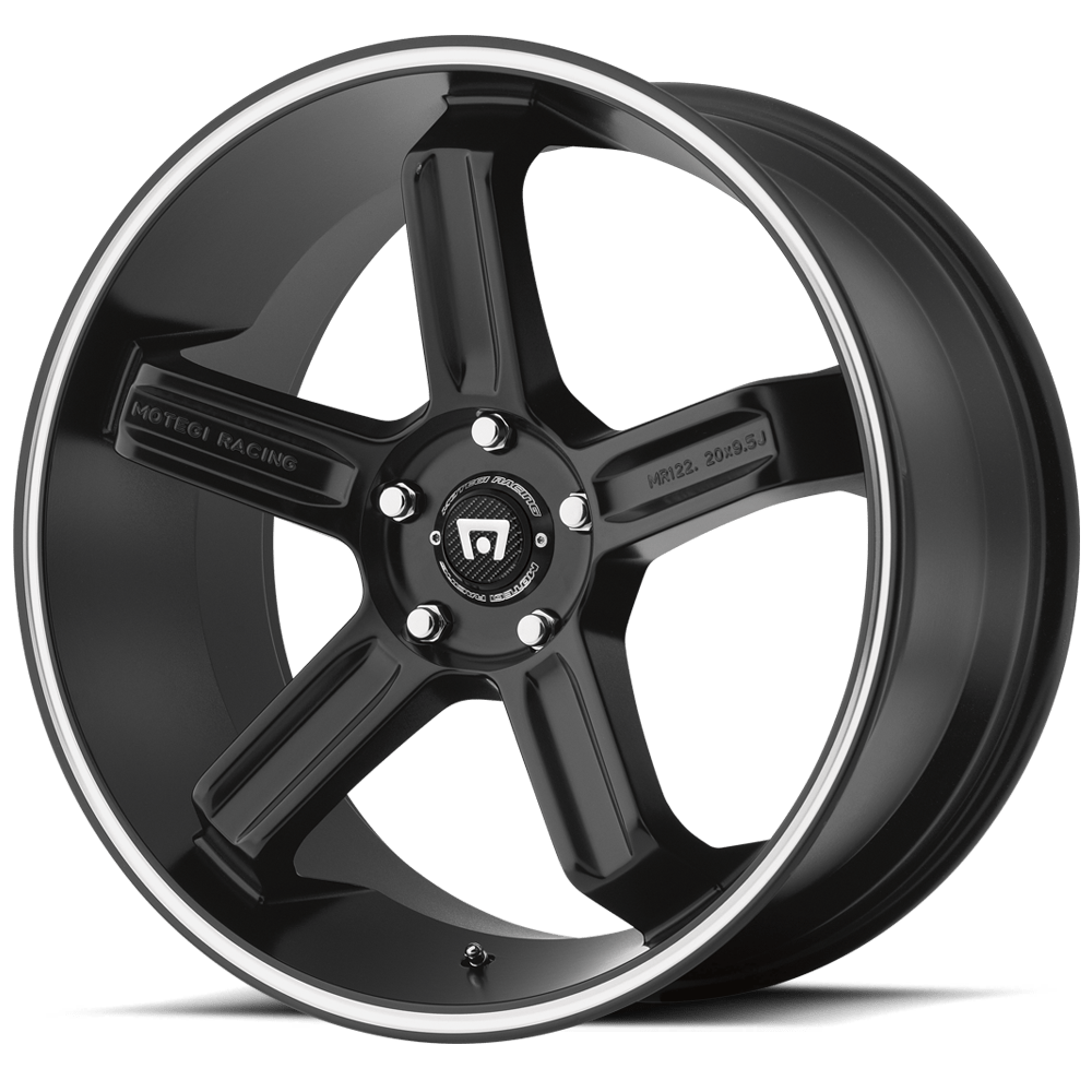 18x9 Motegi MR122 Satin Black W/ Machined Stripe Wheel 5x100 (45mm)