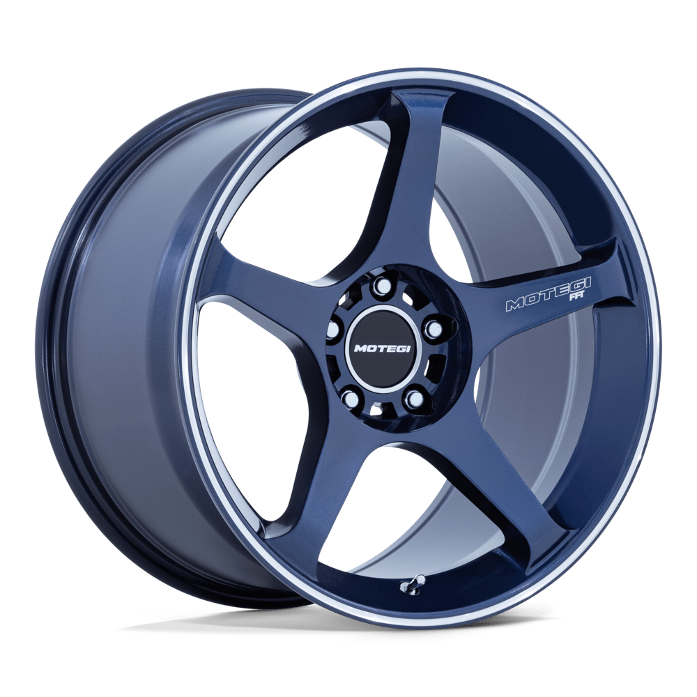 18x8.5 Motegi MR159 Battle V Obsidian Blue W/ Machined Stripe Wheel 5x100 (30mm)
