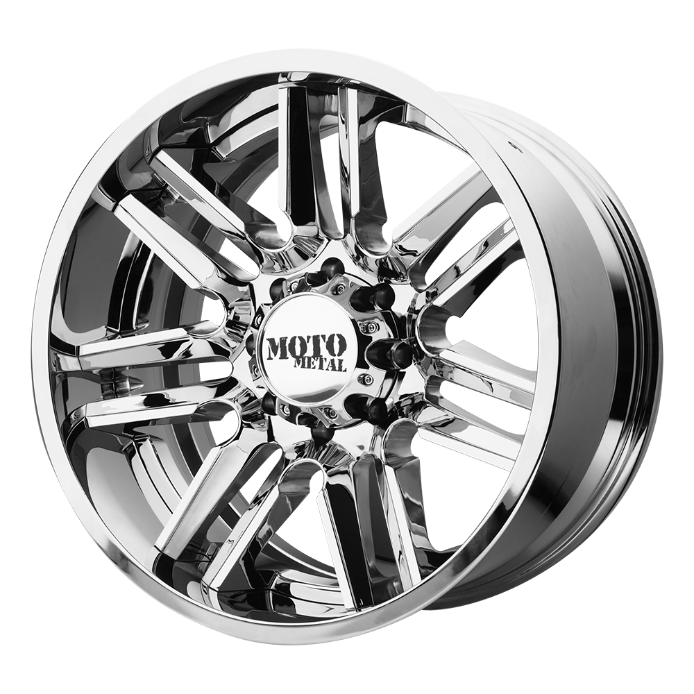 22x12 Moto Metal MO202 Chrome Center Gloss Black Milled Lip Wheel 8x170 (-44mm)