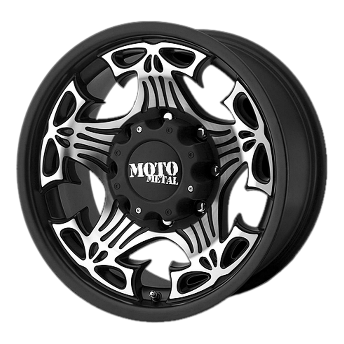 17x9 Moto Metal MO909 SKULL Gloss Black With Machined Face Wheel 8X6.5 (-12mm)