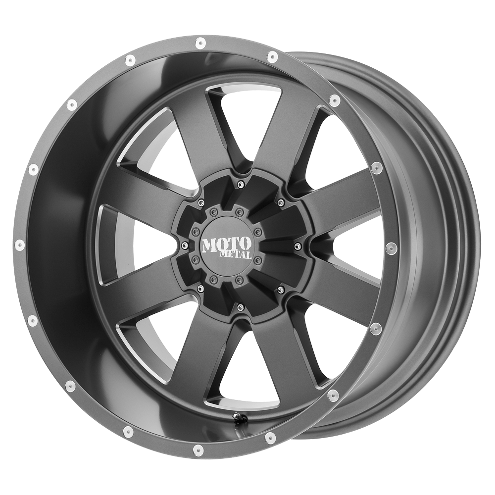 18x12 Moto Metal MO962 Satin Gray Milled Wheel 8x170 (-44mm)