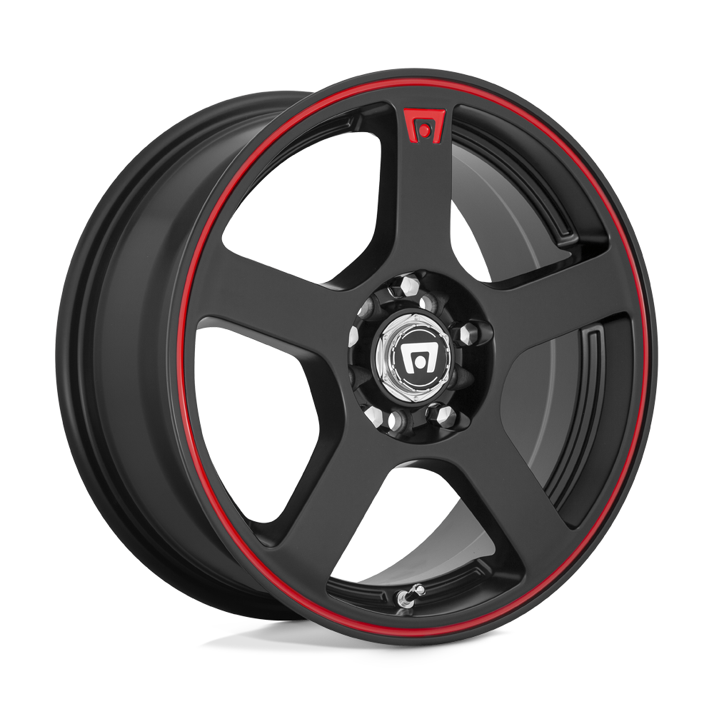 17x7 Motegi MR116 FS5 Matte Black Red Racing Stripe Wheel 5x100/5x4.5 (40mm)