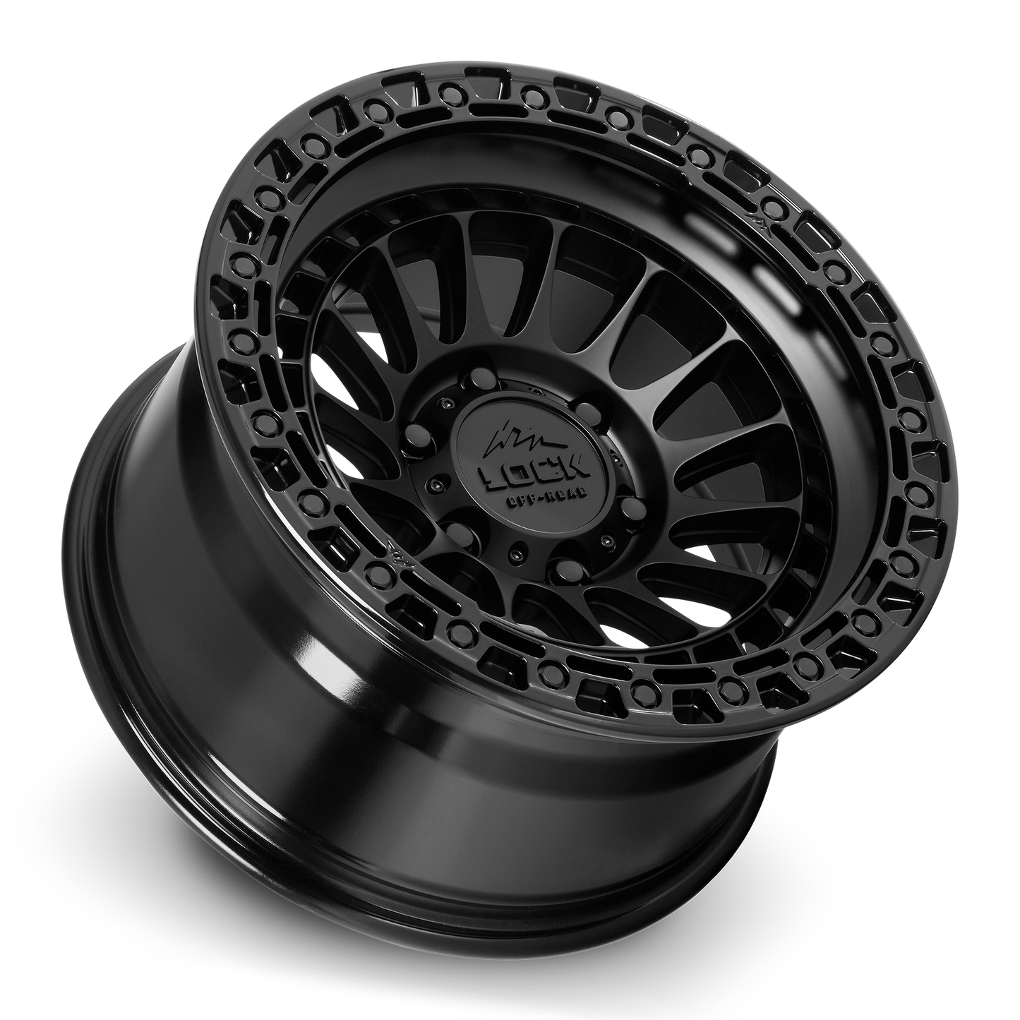17x8.5 Lock Off-Road Mojave Matte Black With Gloss Black Ring Wheel 6x5.5 (25mm)