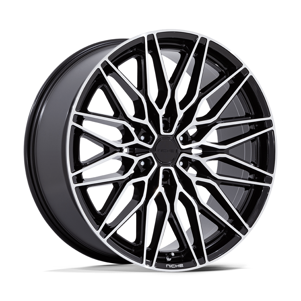 22x9.5 Niche NC278 Calabria 6 Gloss Black Machined Wheel 6x135 (30mm)