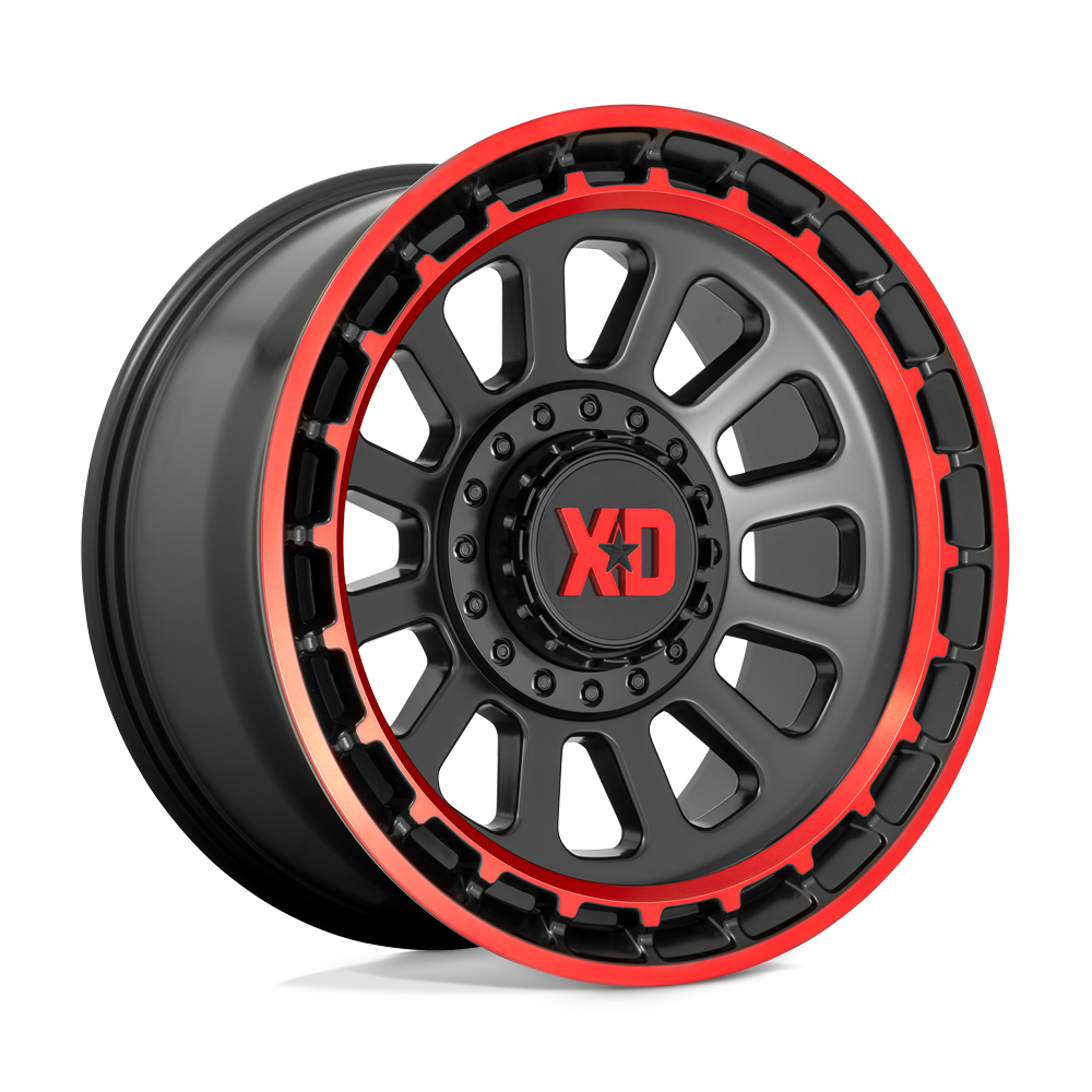 20x10 XD XD856 OMEGA Satin Black Machined Lip With Red Tint Wheel 8X6.5 (-18mm)