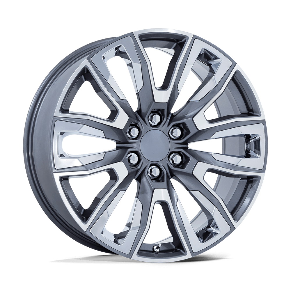 22x9 Performance Replicas PR225 Gunmetal Machined W/ Chrome Wheel 6x5.5 (28mm)