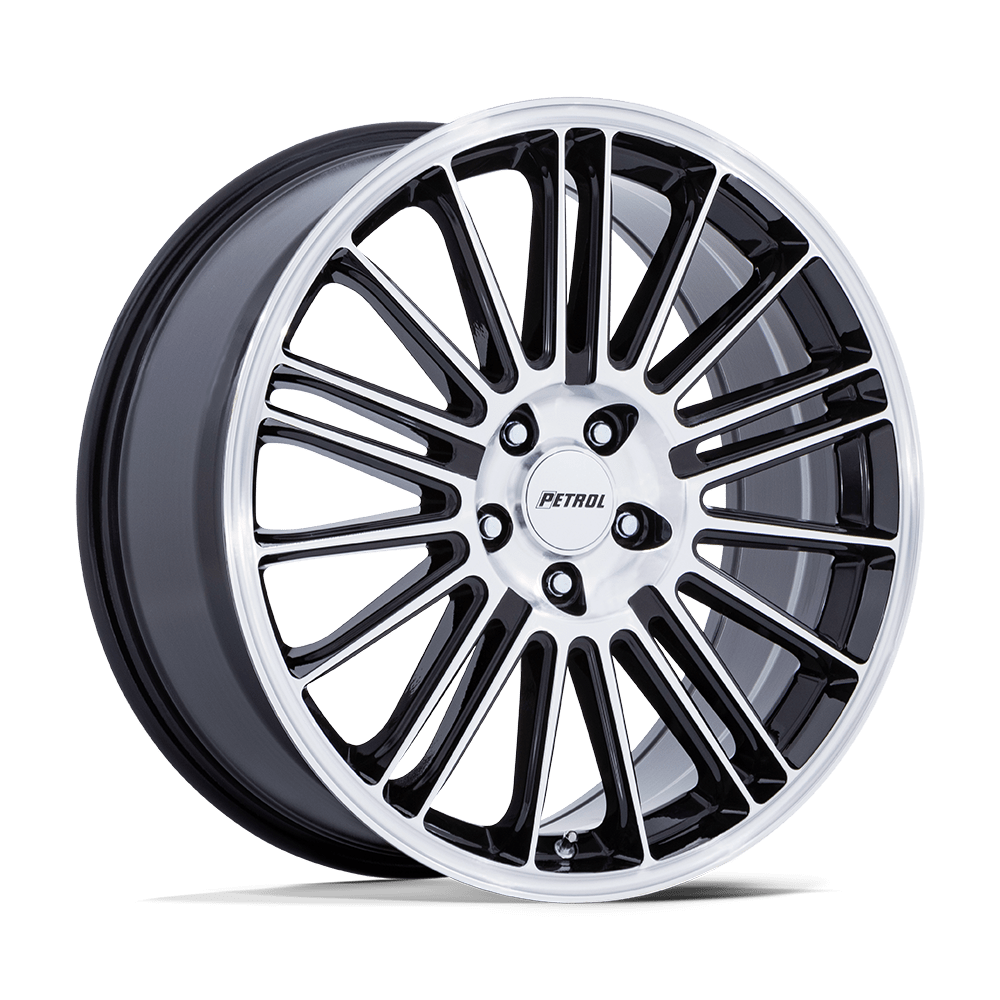 18x8 Petrol PE001 P1D Gloss Black With Machined Face Wheel 5x4.5 (40mm)