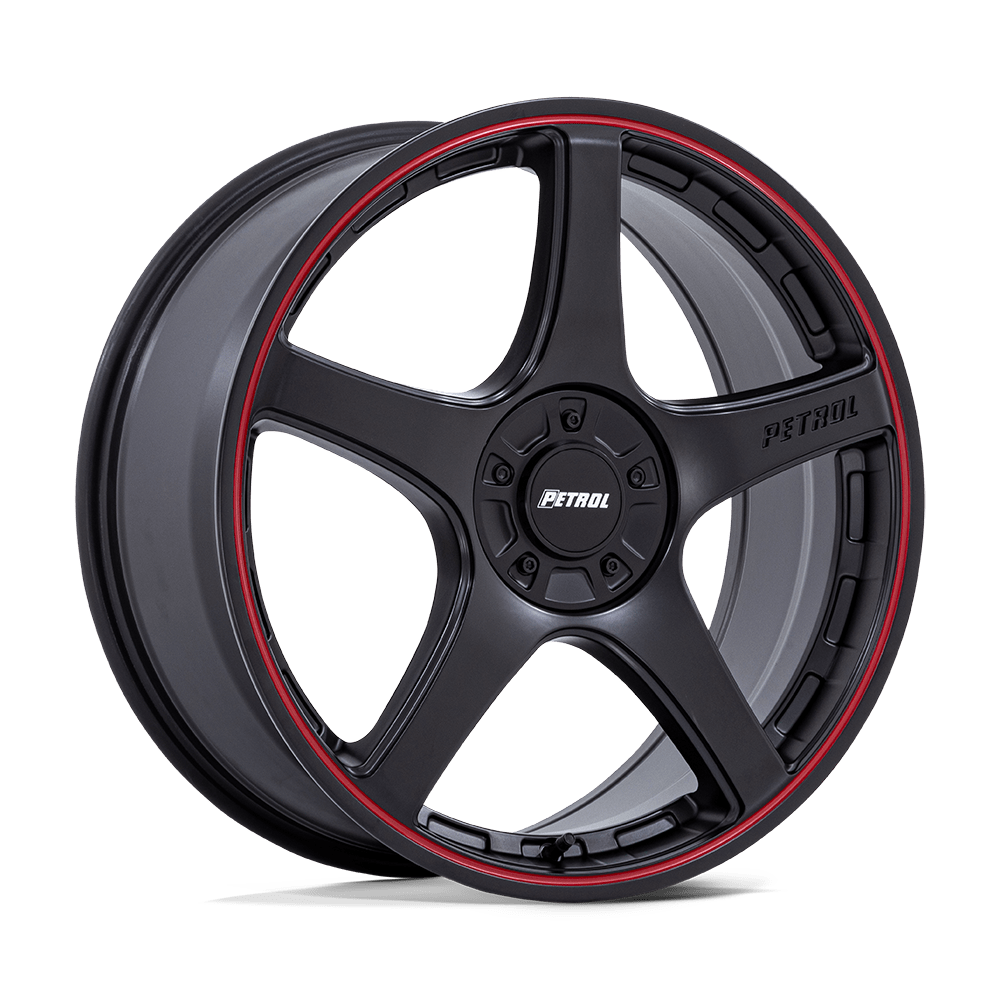 18x8 Petrol PE003 P2E Matte Black W/ Red Lip Wheel Blank (35mm)