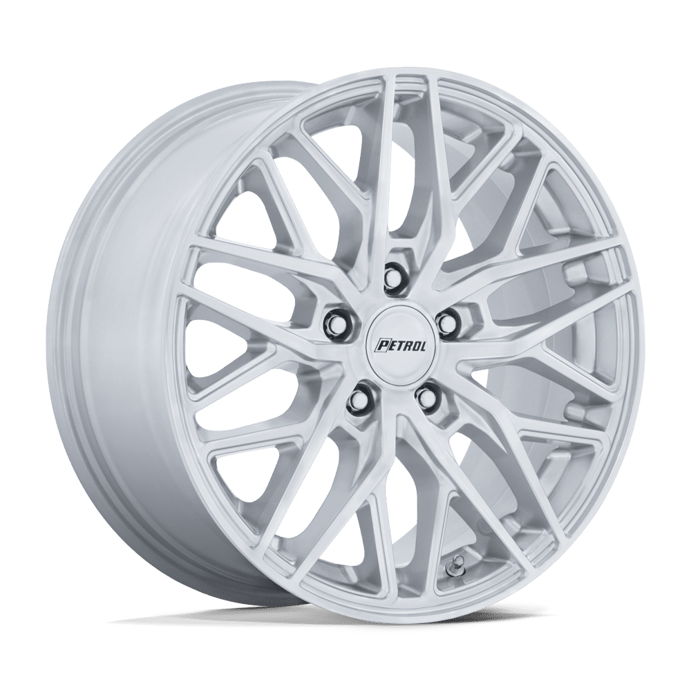 17x8 Petrol PE004 P3E Machined Brushed Gloss Silver Wheel 5x112 (40mm)