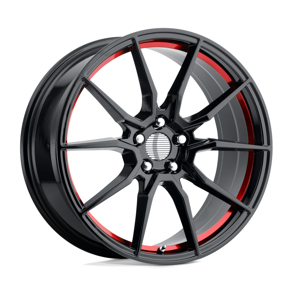 18x9 Performance Replicas PR193 Gloss Black Red Machined Wheel 5x4.5 (30mm)