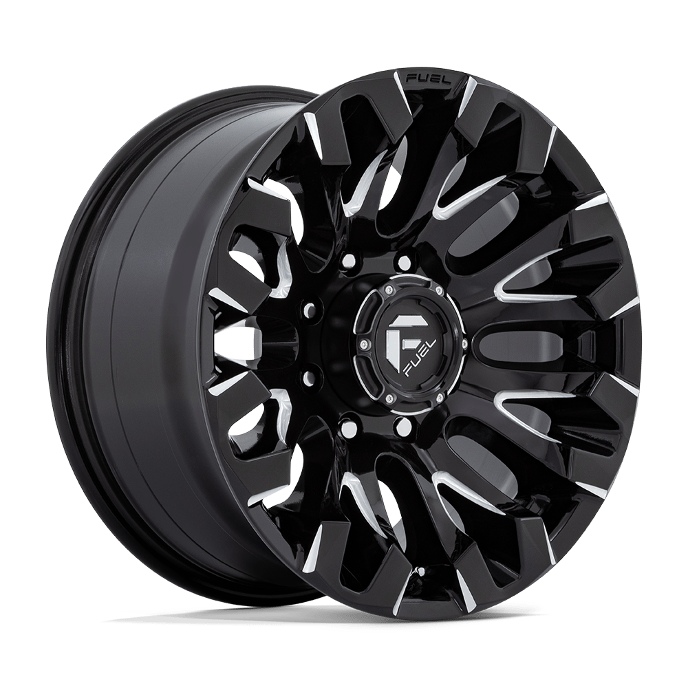 18x9 Fuel D828 Quake Gloss Black Milled Wheel 8x180 (1mm)