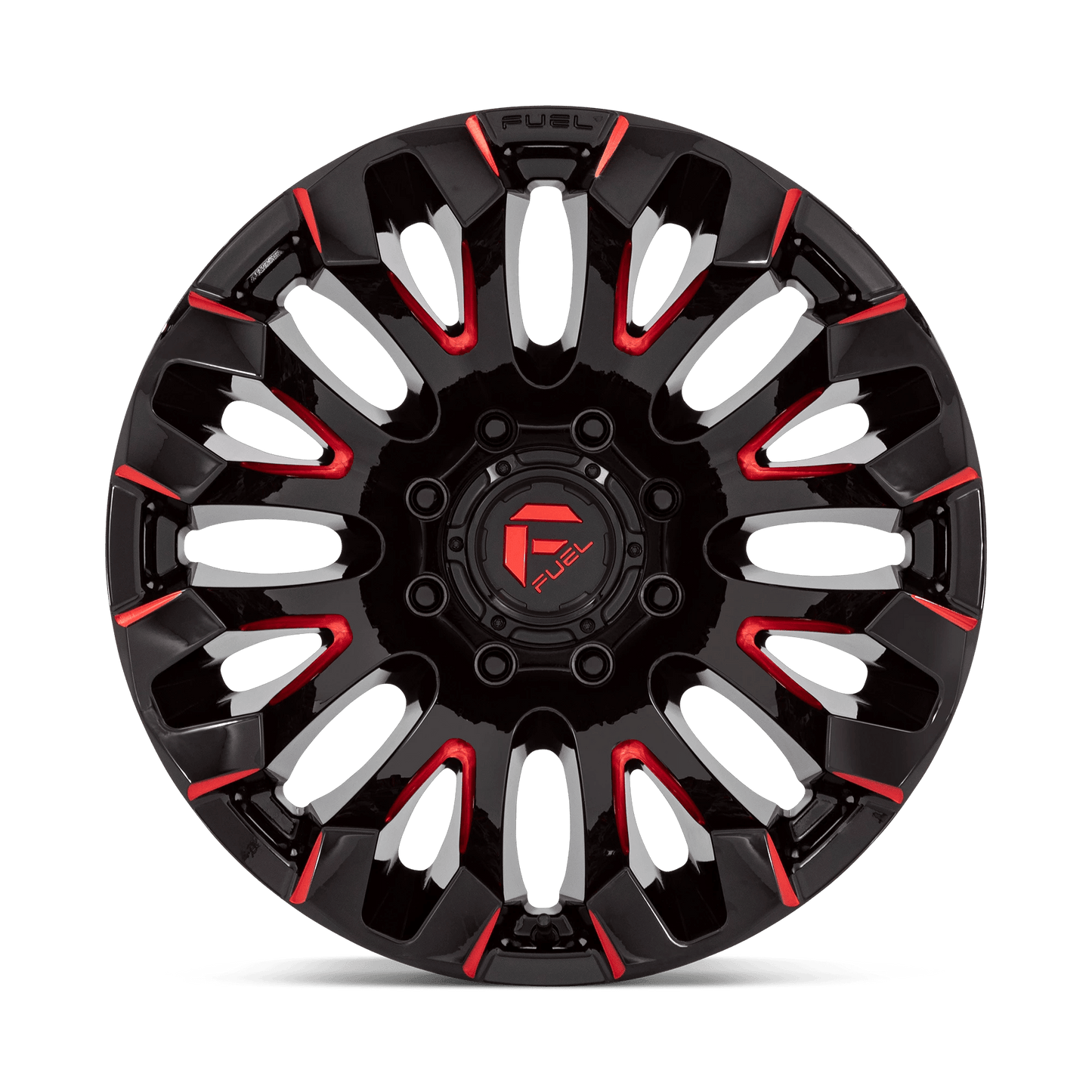 20x10 Fuel D829 Quake Gloss Black Milled Red Tint Wheel 8x180 (-18mm)