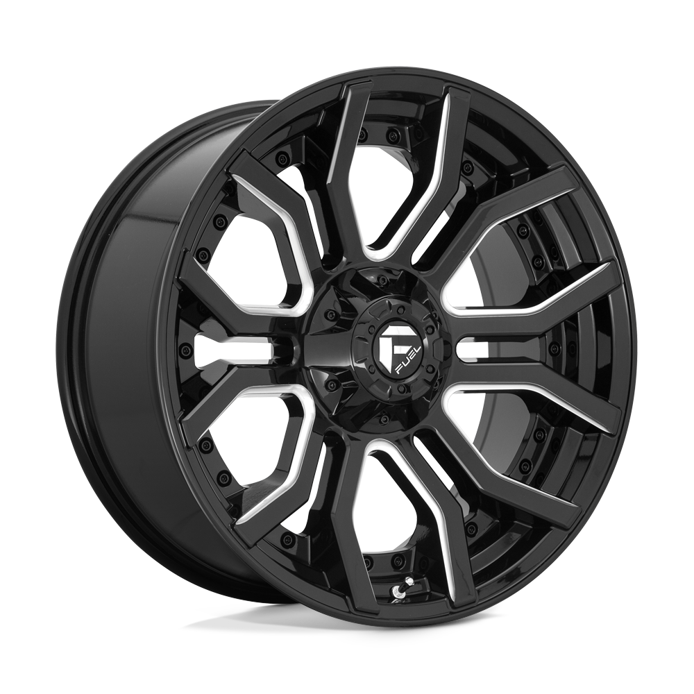 20x9 Fuel D711 RAGE GLOSS BLACK MILLED Wheel 5x5/5x5.5 (1mm)