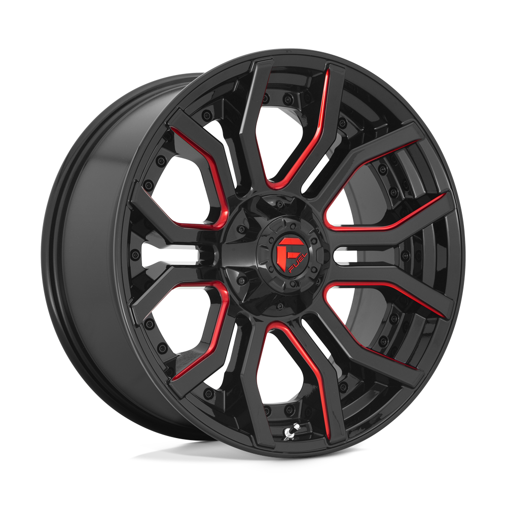 22x10 Fuel D712 RAGE GLOSS BLACK RED TINTED CLEAR Wheel 8x170 (-18mm)