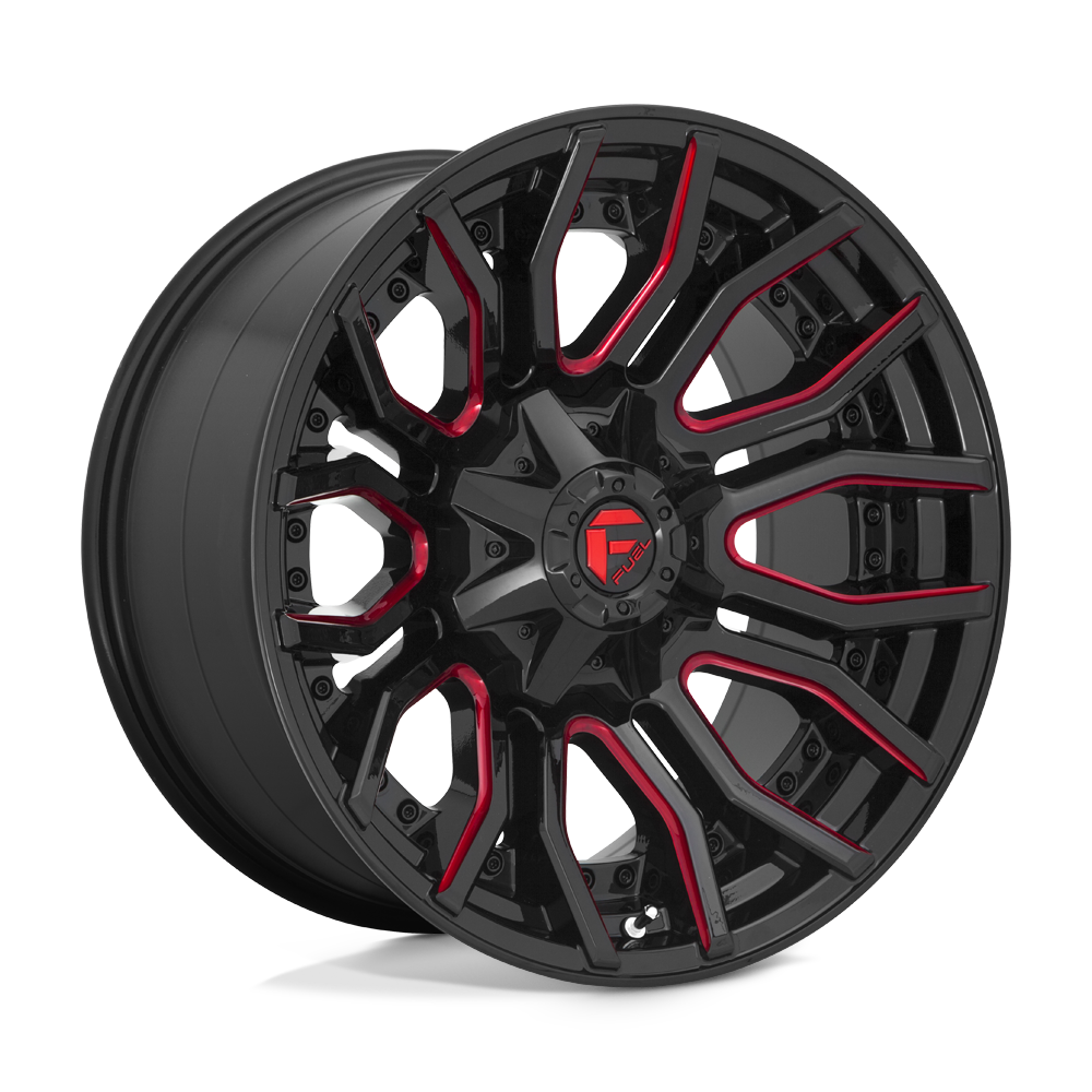 20x10 Fuel D712 RAGE GLOSS BLACK RED TINTED CLEAR Wheel 8x180 (-18mm)