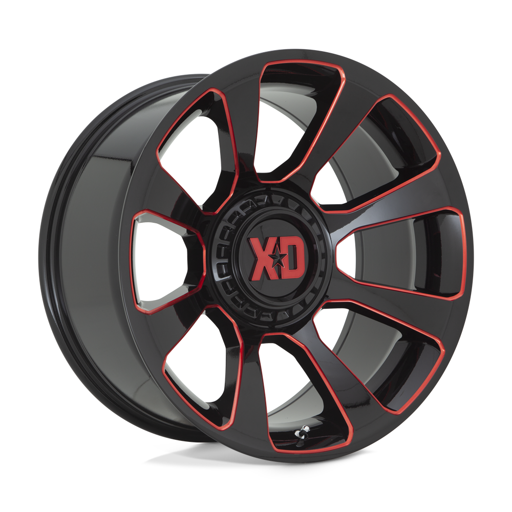 20x9 XD XD854 REACTOR Gloss Black Milled W/ Red Tint Wheel 5x5/5x5.5 (18mm)