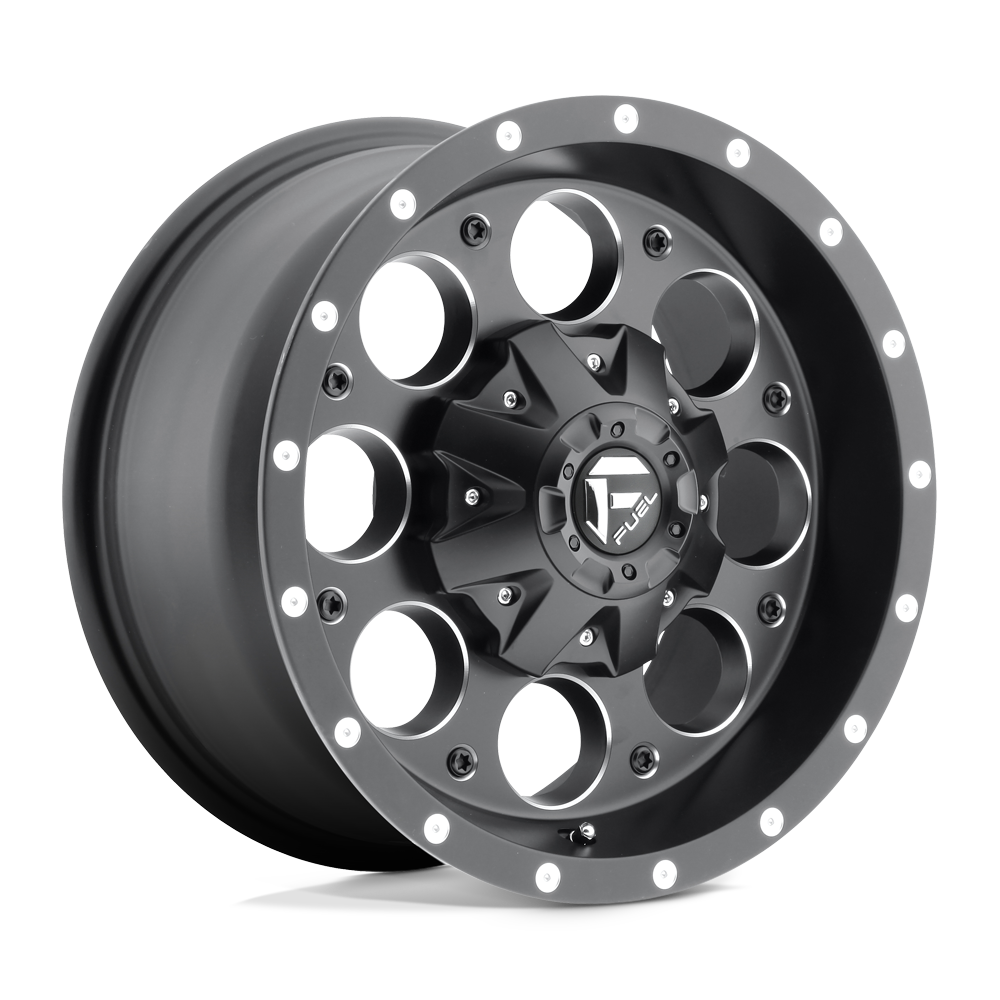 16x8 Fuel D525 Revolver Matte Black & Milled Wheel 6x5.5 (1mm)