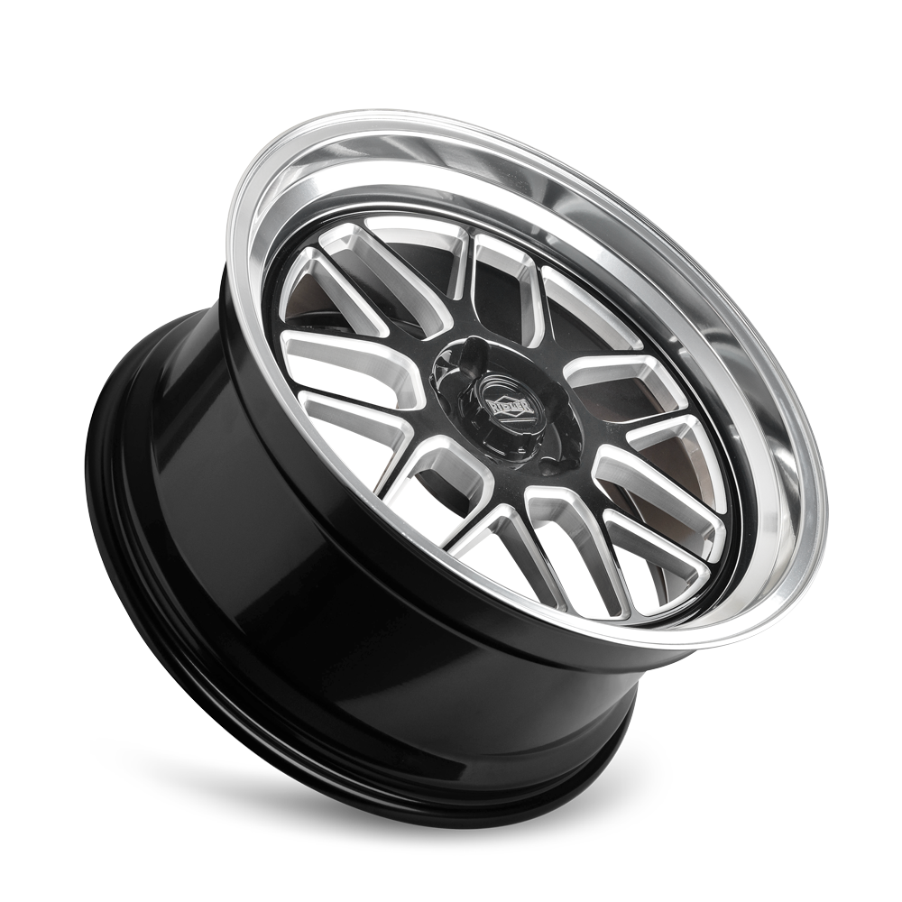 20x8.5 Ridler 611 Gloss Black Milled With Diamond Cut Lip Wheel 5x4.75 (0mm)