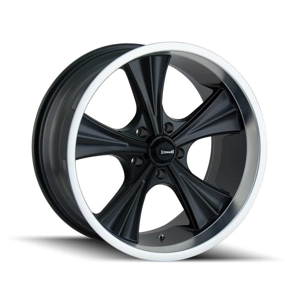 18x9.5 Ridler 651 Black/Machined Lip Wheel 5x4.75 (0mm)