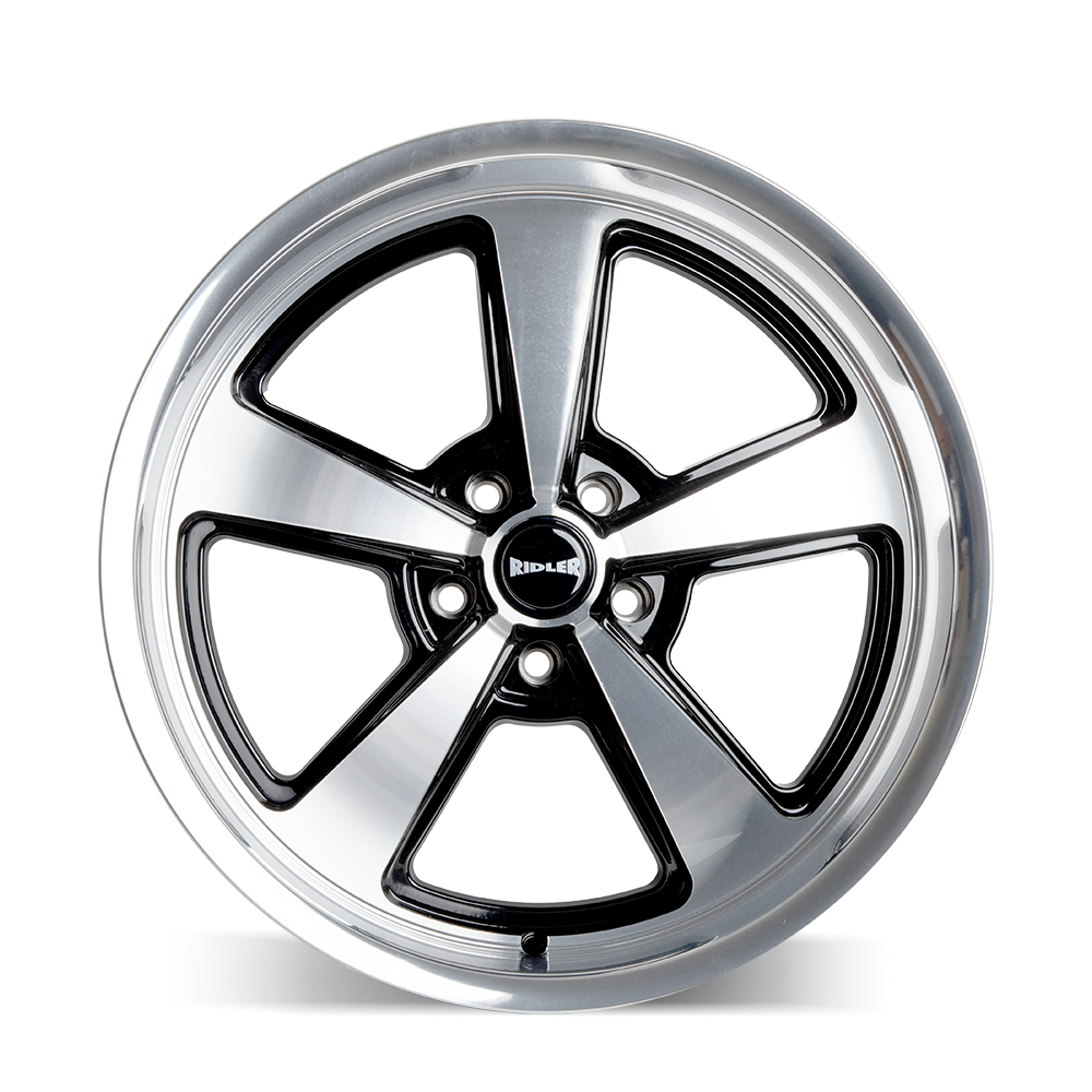 17x7 Ridler 652 Gloss Black With Diamond Cut Face & Lip Wheel 5x4.75 (0mm)