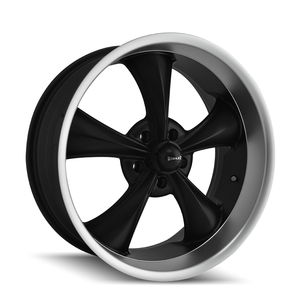 20x10 Ridler 695 Black/Machined Lip Wheel 5x4.75 (0mm)