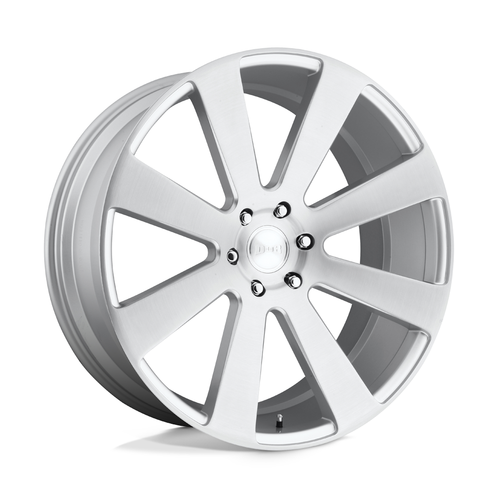 24x10 DUB S213 8-BALL GLOSS SILVER BRUSHED Wheel 6x5.5 (20mm)
