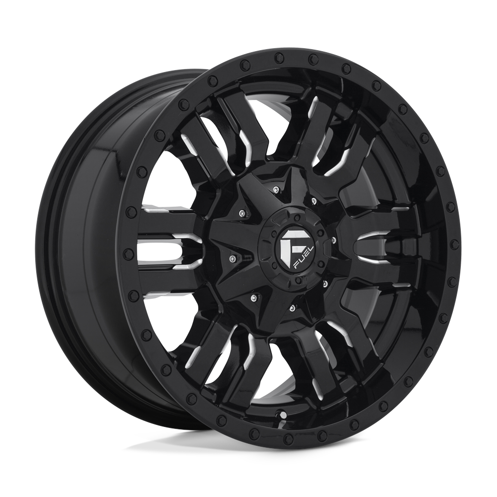 18x9 Fuel D595 Sledge Gloss Black & Milled Wheel 8x180 (20mm)